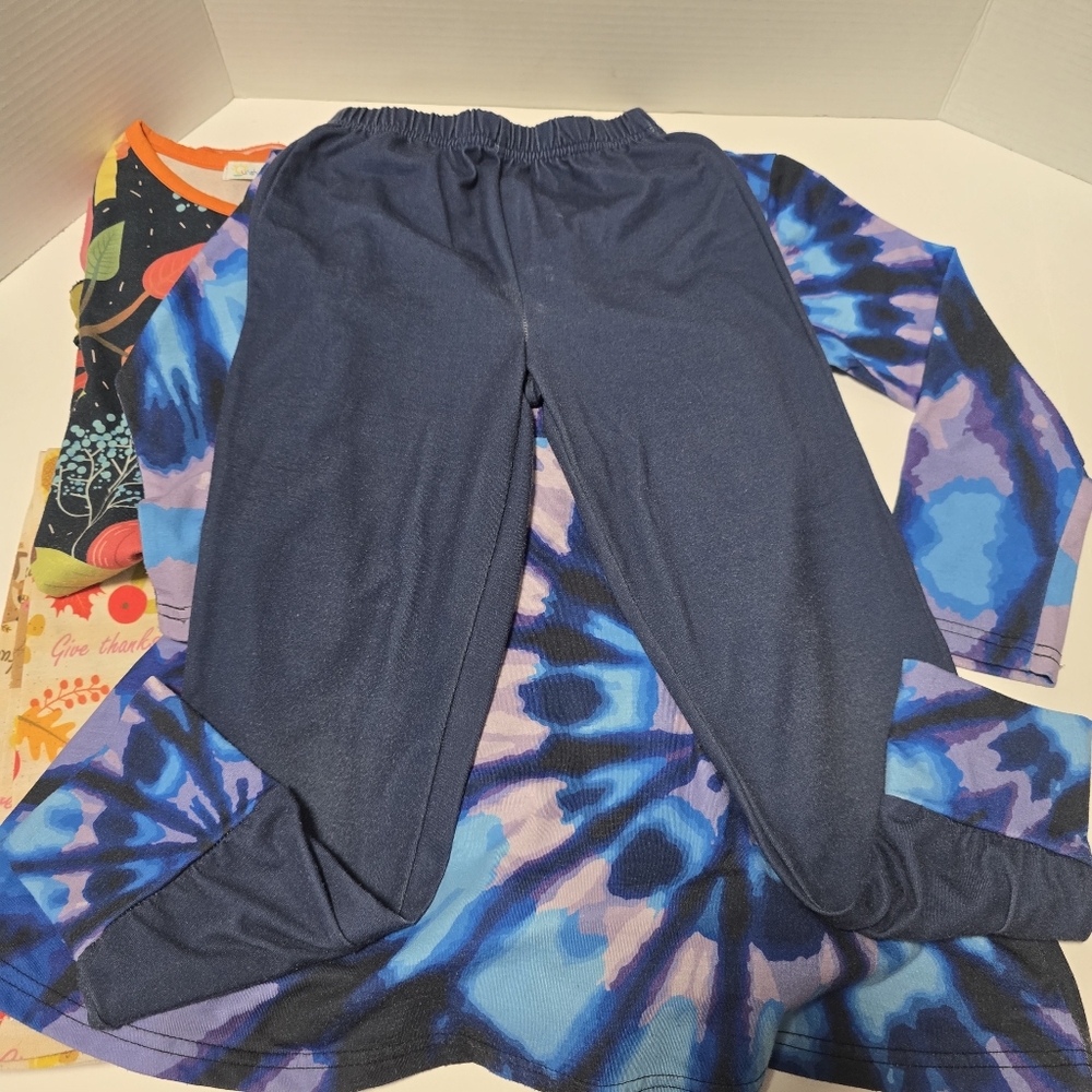 Girls Size 6 Unicorn Pajama Set Fall-Themed Dress And Pants - 3 Matching Sets - Picture 9 of 14